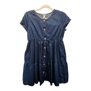 Cat & Jack GIRLS XL (14/16) Ruffle Tiered Soft Chambray Dress